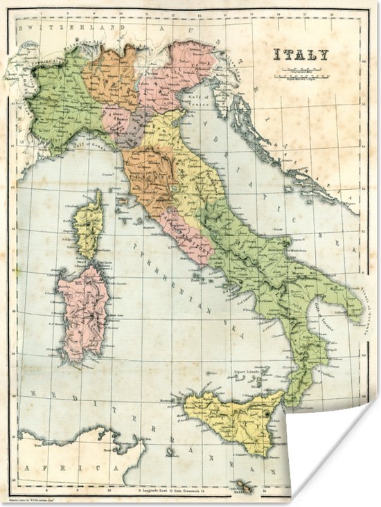 Vintage kaart van Italië