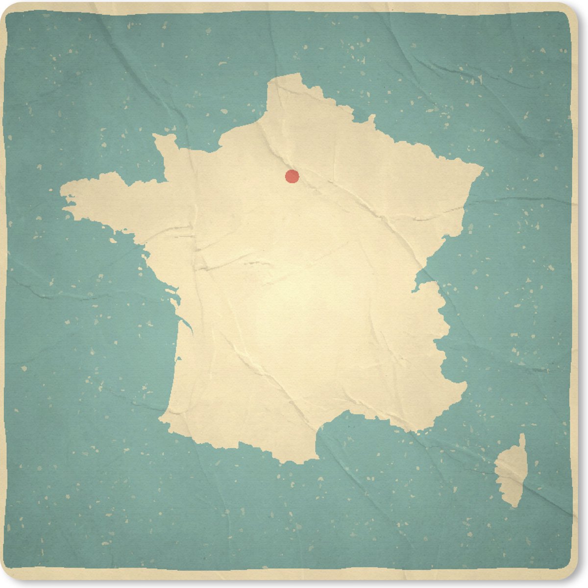 Muismat 30x30 cm - Mousepad Vintage kaart van Frankrijk - Muismatten