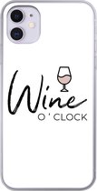 Geschikt voor iPhone 11 hoesje - Wine o 'clock - Spreuken - Quotes - Wijn - Siliconen Telefoonhoesje
