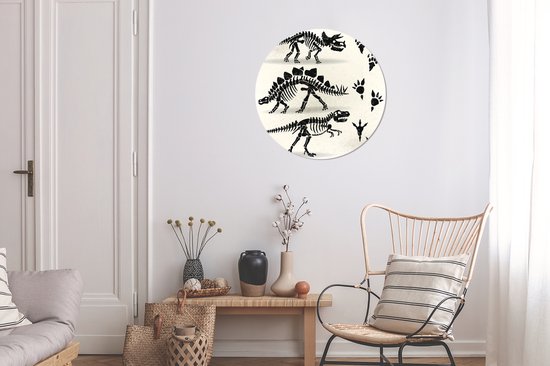 Illustration des os de dinosaures Sticker mural cercle mural 80x80 cm / cercle papier peint / cercle mural / cercle vivant - autocollant et découpe ronde