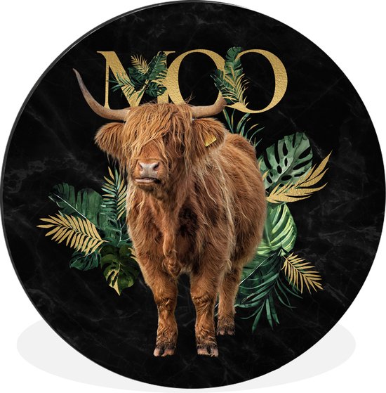 WallCircle - Schilderij - Schotse Hooglander Marmer - Multicolor - 30 X 30 Cm