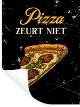 Stickers muraux - Pizza - Vintage - Texte - 30x40 cm - Feuille adhésive - Cadeau pour femme - Cadeau pour homme