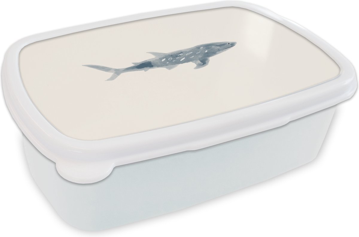 Broodtrommel Wit - Lunchbox - Brooddoos - Vis - Zee - Aquarel - 18x12x6 cm - Volwassenen