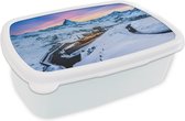Broodtrommel Wit - Lunchbox - Brooddoos - Schemering bij het Zwitserse Matterhorn bij Gornergrat-bahn - 18x12x6 cm - Volwassenen