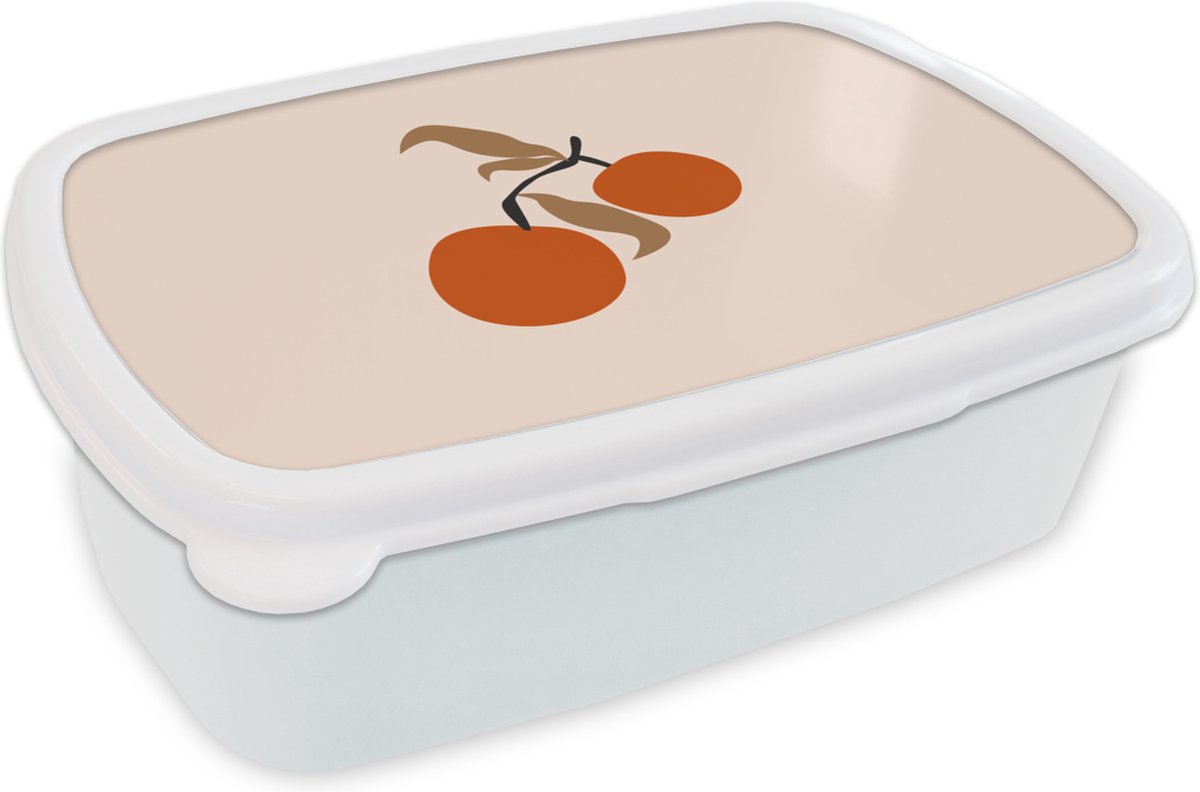 Broodtrommel Wit - Lunchbox - Brooddoos - Zomer - Appels - Tak - 18x12x6 cm - Volwassenen