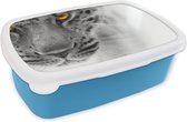 Broodtrommel Blauw - Lunchbox - Brooddoos - Luipaard - Ogen - Geel - 18x12x6 cm - Kinderen - Jongen