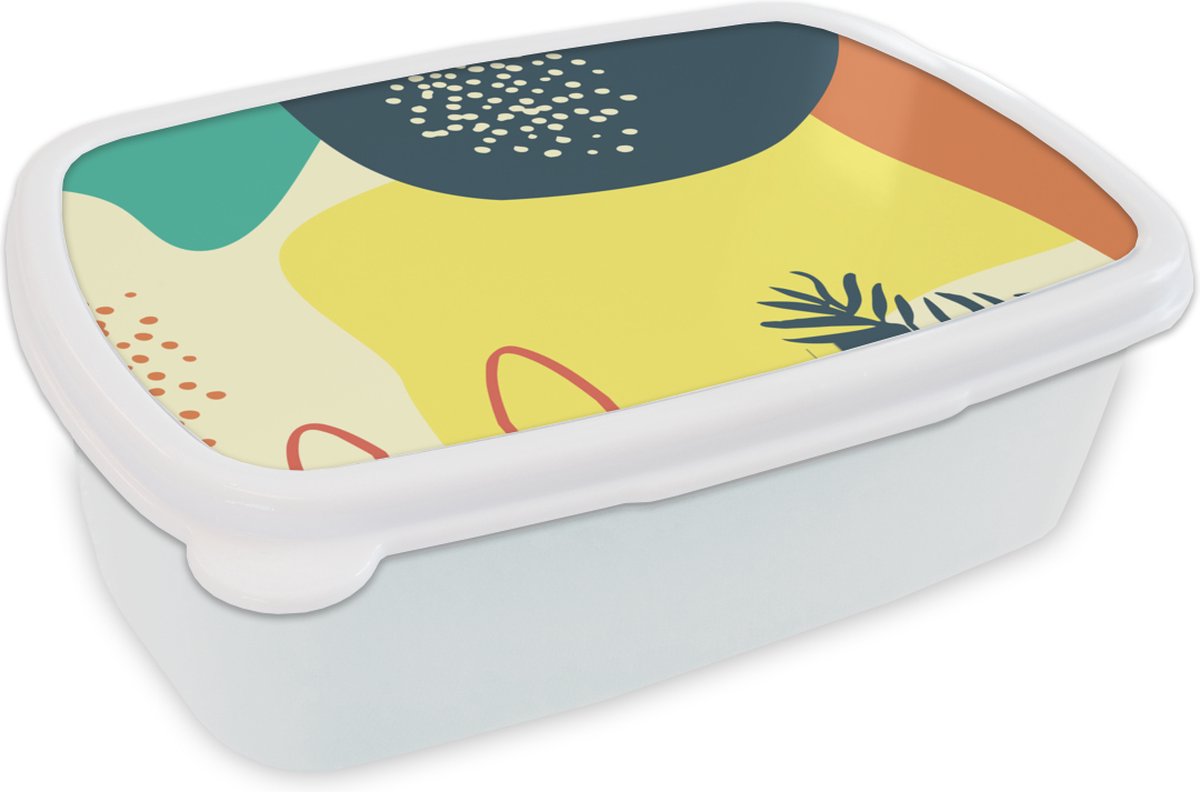 Broodtrommel Wit - Lunchbox - Brooddoos - Zomer - Vormen - Abstract - 18x12x6 cm - Volwassenen