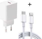 Power Adapter - USB-A & USB-C Adapter 20W en USB-C oplaadkabel voor iPhone - Geschikt voor Apple iPhone/iPad en Samsung - 2 in 1 Adapter - Snellader