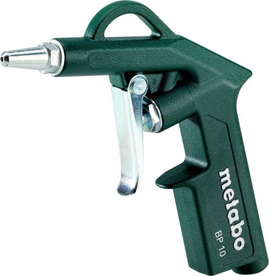 Donkergroen Metabo BP 10 blaaspistool met metalen trekker en tuit.