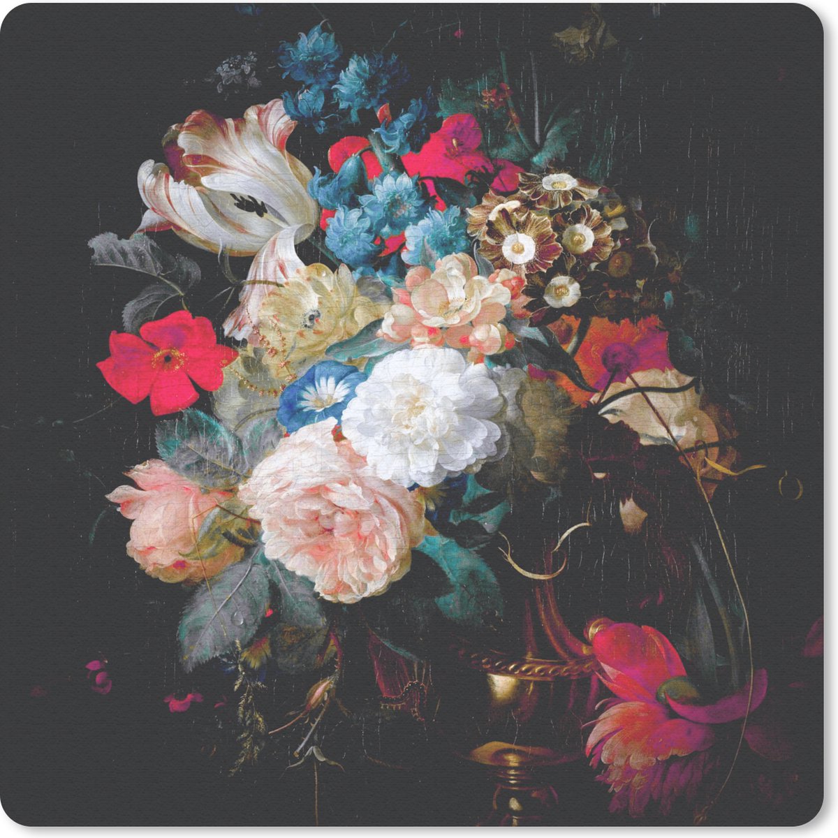 Muismat 30x30 cm - Mousepad Bloemen - Boeket - Regenboog - Muismatten