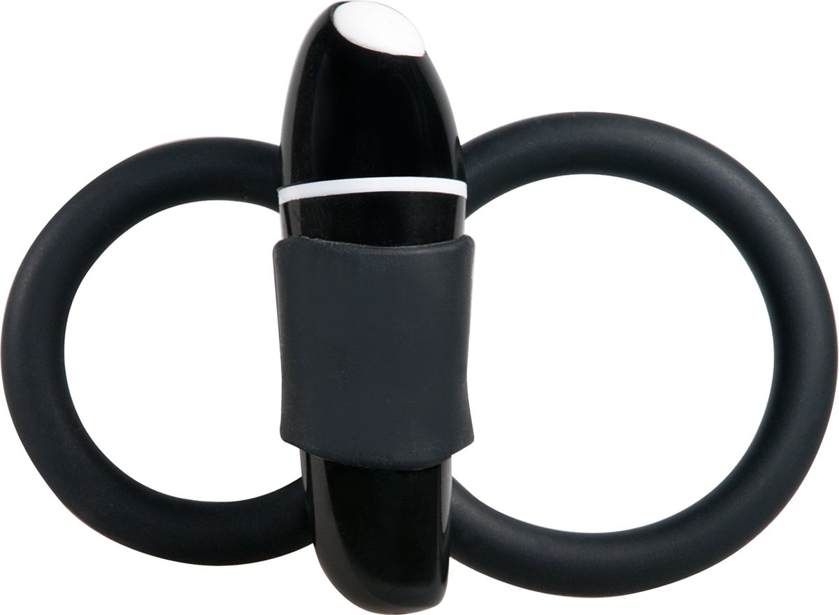 Goedkoopste Sweet Smile – Penis en Testikel Ring met Vibratie Kogel voor Dubbel Stimulerend Effect – Zwart