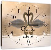 Trend24 - Wandklok - Carpe Diem - Muurklok - Dieren - 60x60x2 cm - Beige