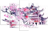 Trend24 - Canvas Schilderij - Japans Landschap - Vijfluik - Landschappen - 200x100x2 cm - Paars