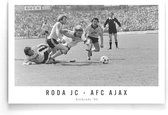 Walljar - Poster Ajax - Voetbalteam - Amsterdam - Eredivisie - Zwart wit - Roda JC - AFC Ajax '82 - 80 x 120 cm - Zwart wit poster