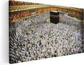 Artaza Canvas Schilderij Zwarte Steen in Mekka met Biddende Moslims - 40x20 - Klein - Foto Op Canvas - Canvas Print