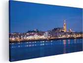 Artaza Canvas Schilderij Nijmegen Skyline met de Waal Rivier - 40x20 - Klein - Foto Op Canvas - Canvas Print