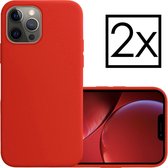iPhone 13 Pro Max Hoesje Rood Cover Silicone Case Hoes - 2x
