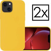 Hoes Geschikt voor iPhone 13 Hoesje Cover Siliconen Back Case Hoes - Geel - 2x