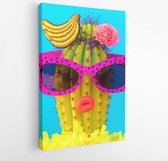 Canvas schilderij - Stylish vacation lady cactus. Cactus fun art. Mood Hawaii -  1279410079 - 115*75 Vertical