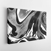 Canvas schilderij - Very beautiful monochrome MARBLE with the addition of SILVER powder. Beautiful Black&White ocean- ART. Natural Luxury. Style incorporates the swirls of marble o