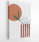 Canvas schilderij - Botanical wall art vector set. Foliage line art drawing with abstract shape. 4 -    – 1810924414 - 115*75 Vertical