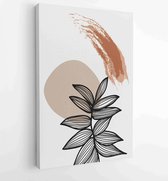 Canvas schilderij - Botanical wall art vector set. Foliage line art drawing with abstract shape 2 -    – 1912802974 - 80*60 Vertical