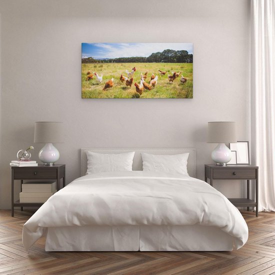 Artaza - Peinture sur Toile - Poules dans l'Herbe - 120x60 - Groot - Photo sur Toile - Impression sur Toile