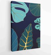 Canvas schilderij - Tropical leaf line arts design for packaging design, social media post, wall art,cover, banner, creative post, Gold geometric pattern design vector 3 -    – 181