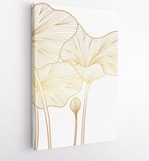 Canvas schilderij - Luxury lutus cover design collection. Lotus Hand drawn abstract line arts in trendy linear style vector illustration. 4 -    – 1798672837 - 40-30 Vertical