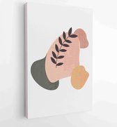 Canvas schilderij - Earth tone boho foliage line art drawing with abstract shape. Abstract Plant Art design for print, cover, wallpaper, Minimal and natural wall art. 2 -    – 1825