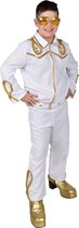 Magic By Freddy's - Rock & Roll Kostuum - Elvis - Jongen - wit / beige,goud - Maat 140 - Carnavalskleding - Verkleedkleding