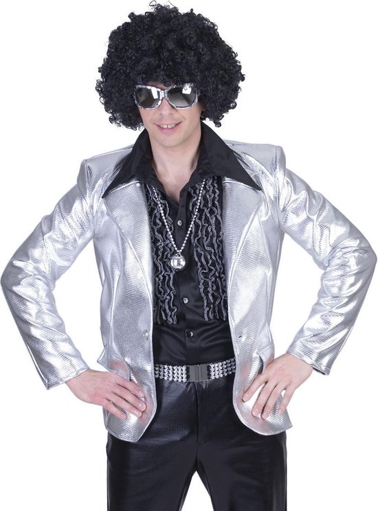 Glitter & Glamour Kostuum | Glanzend Zilver Disco Godheid Colbert Man | | Carnaval kostuum | Verkleedkleding