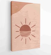 Canvas schilderij - Earth tones landscapes backgrounds set with moon and sun. Abstract Plant Art design for print, cover, wallpaper, Minimal and natural wall art. 1 -    – 18278527