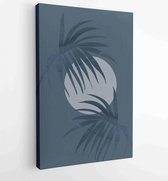 Canvas schilderij - Palm leaves wall art vector set. Earth tone boho foliage line art drawing with abstract shape. 1 -    – 1870932079 - 40-30 Vertical
