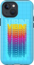 Apple iPhone 13 Mini Telefoonhoesje - Extra Stevig Hoesje - 2 lagen bescherming - Met Quote - Vibin - Lichtblauw