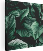 Artaza Canvas Schilderij Tropische Groene Bladeren - 80x80 - Groot - Foto Op Canvas - Canvas Print