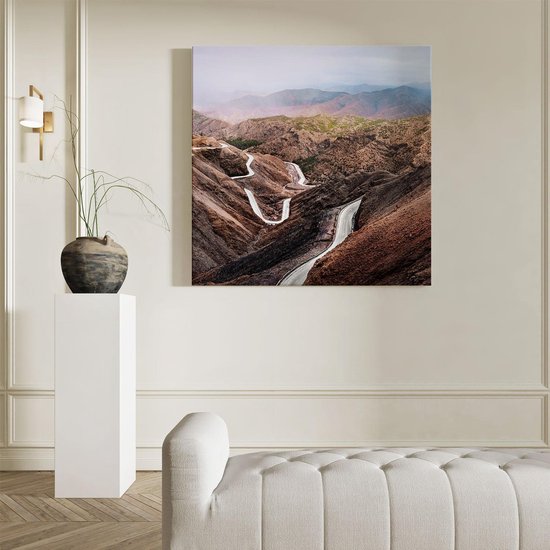 Artaza Canvas Schilderij Bergen - 90x90 cm - Wanddecoratie Landschap - Muurdecoratie Marokko - Schilderijen Op Canvas Natuur
