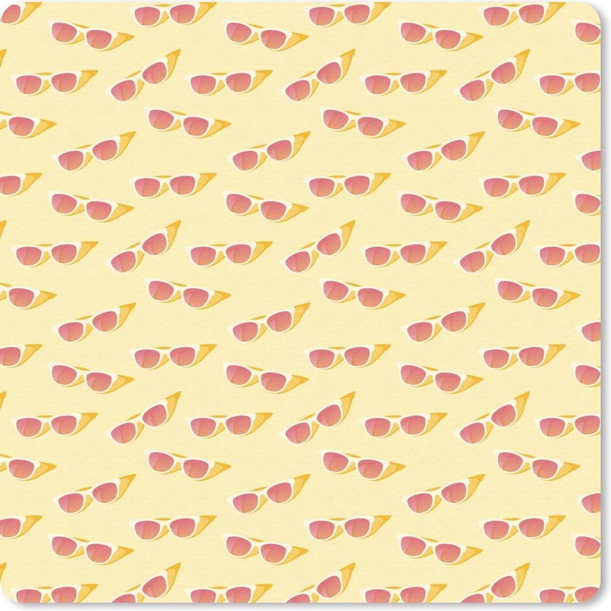 Muismat 30x30 cm - Mousepad Zomer - Patroon - Zonnebril - Geel - Muismatten