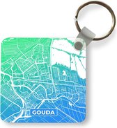 Sleutelhanger - Uitdeelcadeautjes - Stadskaart - Gouda - Nederland - Blauw - Plastic