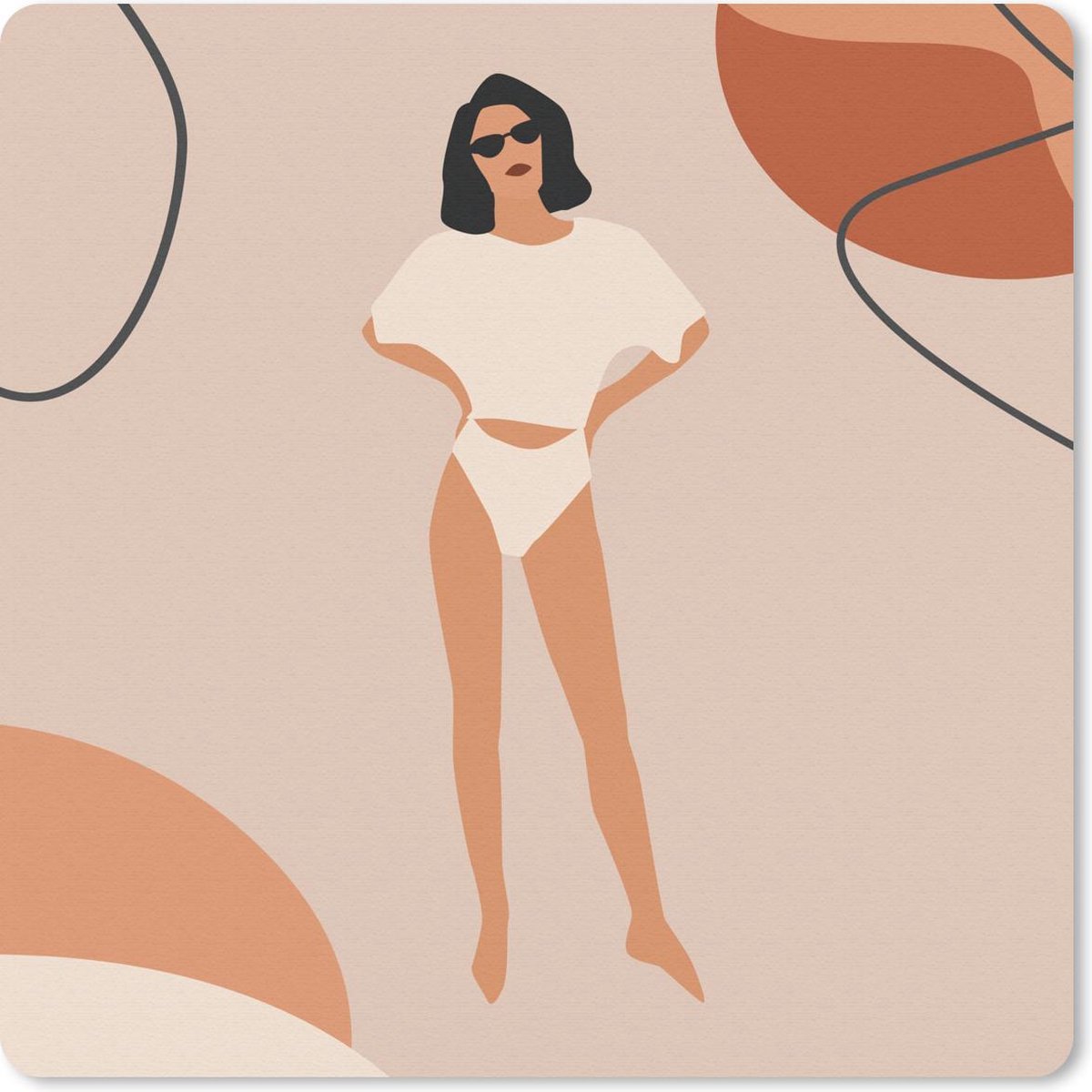 Muismat 30x30 cm - Mousepad Zomer - Vrouw - Abstract - Muismatten