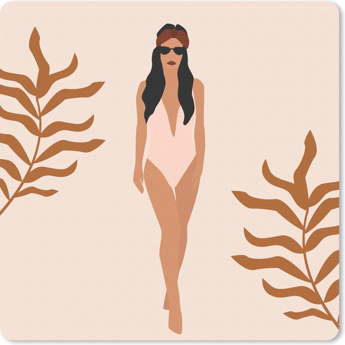 Muismat 30x30 cm - Mousepad Zomer - Badpak - Bladeren - Muismatten