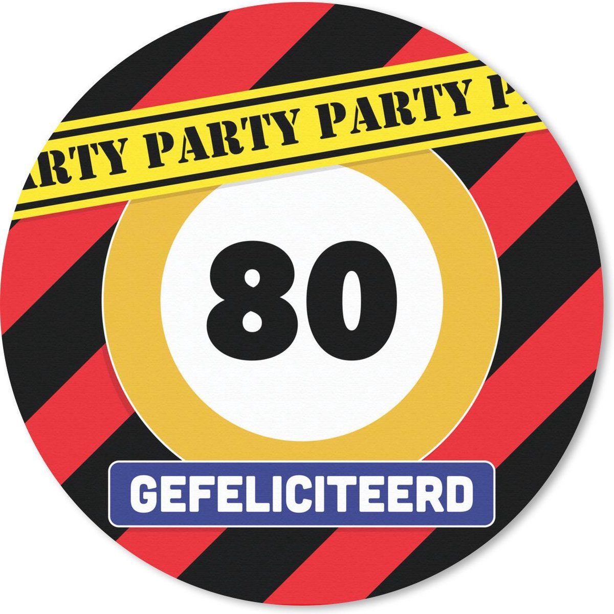 Muismat rond 40x40 cm - Mousepad Jubileum - 80 Jaar - Verjaardag - Ronde muismatten