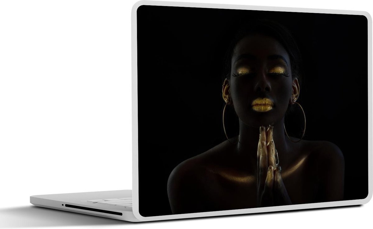 Afbeelding van product SleevesAndCases  Laptop sticker - 10.1 inch - Vrouwen - Make up - Goud