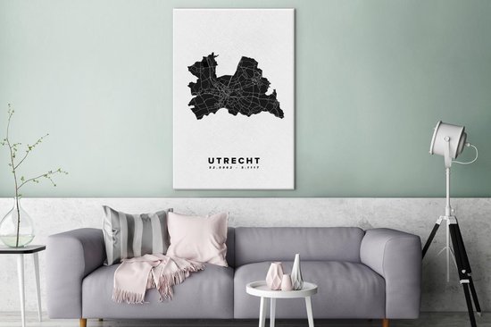 Tableau sur toile Utrecht - Nederland - Carte - 90x140 cm - Décoration murale