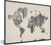 Fotolijst incl. Poster - Wereldkaart - Hout - Plank - 40x30 cm - Posterlijst