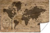 Affiche - Wereldkaart - Rétro - Journal - 120x80 cm