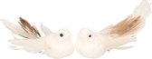 2x Kerstboomversiering glitter witte vogeltjes op clip 11 cm - Kerstboom decoratie vogeltjes