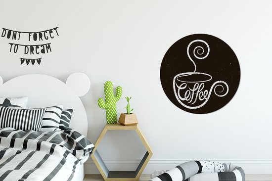 Coffee sur un tableau vintage Assiette en plastique de cercle mural - ⌀ 60 cm - peinture ronde - impression photo sur cercle mural en plastique (forex) / cercle vivant / (décoration murale)