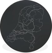 Carte des lignes des Nederland Cercle mural aluminium - ⌀ 120 cm - peinture ronde - impression photo sur aluminium / dibond / cercle mural / cercle vivant / cercle de jardin (décoration murale)