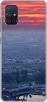 Geschikt voor Samsung Galaxy A71 hoesje - Rotterdam - Zonsondergang - Roze - Siliconen Telefoonhoesje